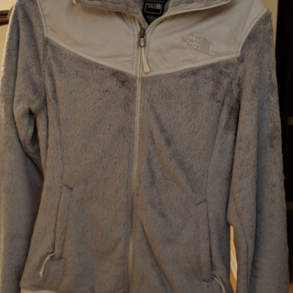 Fuzzy Gray North Face Jacket